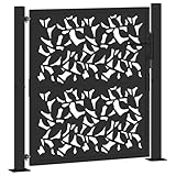 vidaXL Puerta de jardín diseño hoja de acero negra 105x106 cm, puerta de cerca, puerta exterior, puerta de metal, puerta de seguridad