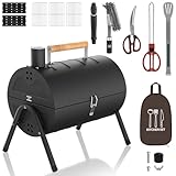 1PZ ES1-BQ6 Barbacoa portátil Parrilla de carbón portátil Barbacoa de carbón Plegable con Tapa Rejilla Negro Para Exterior Jardín Camping