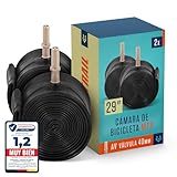Alphatrail MTB Cámara de Bicicleta Rick 29 Pulgadas AV Schrader Válvula 2X Conjunto con Garantía de Movilidad I Cubierta Compatible Schwalbe, Michelin, Continental, Conti, Maxxis, Vittoria & Kenda