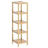 CASARIA® Estantería de Bambú con 5 estantes almacenaje Interior 140x33x33cm Marrón para Cocina baño librería