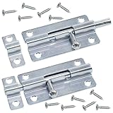 AERZETIX - C76236 - Juego de 2 pestillos de seguridad deslizante - bloqueo de puerta de entrada - cerrojo de seguridad - mecanismo de protección antirrobo - en metal - color plata