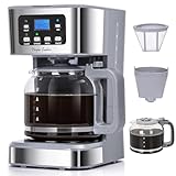 Taylor Swoden Cafetera Goteo, 1,5L(12 tazas) Cafetera con Filtro Reutilizable, Pantalla LCD, Programable 24h, Función AutoClean, Función Mantener Caliente, 950W, Gris(Pewter/03NOS)