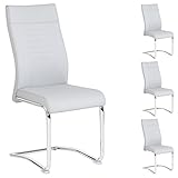 CARO-Möbel Loano - Juego de 4 sillas de comedor (estructura cromada, tapizado en piel sintética), color gris