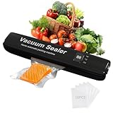 Frohsen Envasadora al Vacio,Envasadora al Vacio Domestica,Con 10 bolsas de Sellado al Vacío, Sellador de Vacío Automático de un Solo Toque Para Alimentos, Pantalla Digital de Sellado al Vacío