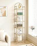 Hzuaneri Estantería Libros de 6 Niveles, Organizador Estante de salón, Estantería para Dormitorio, baño, Oficina en casa, para Plantas, CD, decoración, Recuerdo, Estructura de Acero, Dorado BC10601G