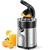 Vinato Exprimidor Eléctrico de Naranjas, Exprimidor Eléctrico de Palanca 85 W, 2 Conos para Todos los Cítricos, Cuerpo y Filtro de Acero Inoxidable Exprimidor Eléctrico Exprimidor Eléctrico