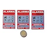 NO PARECE REAL, LO ES Disuasorio Alarma. 3 Etiquetas adhesivas de ALUMINIO resistente agua. PUERTA VENTANA BUZON - ROJO