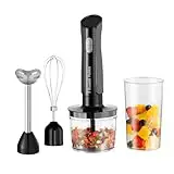 Russell Hobbs Batidora de inmersión [batidora de mano 3 en 1] Picadora eléctrica (procesador de alimentos con 3 accesorios para alimentos para bebés, batidos, sopa, 2 velocidades + pulso, acero
