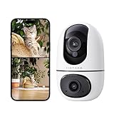 virtavo Cámara Vigilancia WiFi Interior 1080p， Doble Cámara de Vigilancia Interior 360° PTZ， WLAN Cámara FHD, Audio de 2 vías ，Visión Nocturna a Color Bebé/Mascotas, Detección de Movimiento 2MP