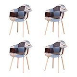 Uderkiny Juego de 4 sillas con reposabrazos, apto para cocina, salón, comedor, dormitorio, etc. Color marrón