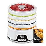 COSORI Máquina deshidratadora de alimentos para cecina, 5 bandejas con control de temperatura de 73.9 °C y temporizador de 48 horas, secadora de 350 W para frutas, hierbas, carne, verduras y golosinas