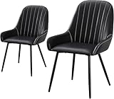 Stanew - Sillas Comedor Juego de 2, cadeiras Sala jantar Acolchada Moderna, sillón salón con Patas de Metal, Acero Dorado Elegante con reposabrazos, Silla para tocador, Negro