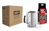 Weber 17631 - Set Chimenea 2 kg de Briquetas + 6 Pastillas de Encendido Blancas, Acero Inoxidable
