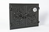 SEZAM, Puerta de horno de hierro fundido, puerta de horno fija gruesa, doble puerta de horno de pizza, 32 x 41,5 cm, puertas para hornos de pizza, hornos de techo, cocinas de jardín