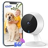 Codnida 4MP Camara Vigilancia WiFi Interior, 2.4Ghz/5Ghz IP Camara Vigilancia Bebe con 24/7 Grabación Continua, Detección de Movimiento, Audio Doble Vía, Visión Nocturna, Modo de Privacidad, Mini 12Q