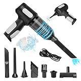 Jimerp 3 en 1 9000PA Aspiradora de Mano Aspirador Coche Mini Aspiradora Portátil Recargable de Mano con 2 Filtros/Carga Tipo C para Coche, Cocina, Casa, Pelo de Mascotas (Negro)