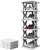 JUPPLIES Zapatero Estrecho Vertical Plegable con Estanterías para Zapatos - Zapatero Armario Organizador Alto - Estantería para Zapatos Apilable con Niveles Ajustables - Zapatero Plegable