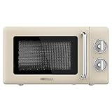 Cecotec Microondas Mecánico de 20 L Proclean 3010 Retro Beige. 700 W en 6 Niveles, Temporizador hasta 30 Minutos, Modo Descongelación, Diseño Vintage en Beige, Acabados en Acero