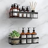 UUlioyer Estanteria Baño, Resistente al Agua y al Oxido, 2 Piezas Estanteria Ducha sin Taladro, Organizador Ducha para Champú y Gel de Baño, Negro (versión básica)