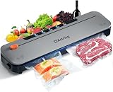 DXstring Envasadora al Vacio, 75Kpa potente venvasadora al vacio domestica con 15 bolsas, embasadoras vacio alimentos automática para alimentos secos/húmedos, maquina envasar al vacio con cortadora