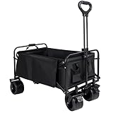 Carro de Mano Plegable con Ruedas Grandes Todoterreno | Carrito Multiusos Ideal Playa, Compra, Jardín o Camping | Carga hasta 150kg | Asa Ajustable | Auxiliar | Transporte de Herramientas o Juguetes