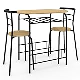 IDMarket LYNETH - Juego de mesa para 2 personas y 2 sillas, madera y metal, color negro