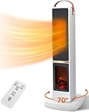 Taylor Swoden Dana - Calefactor cerámico PTC 2000W para uso en interiores con chimenea, oscilación de 70°, temporizador de 12 horas, 3 modos, control remoto, rápido calentador de torre cerámico.