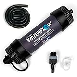 WaterFlow - Sistema de Filtración de Agua Elimina el 99,999999% de las Bacterias para Campamentos y Caminatas - Filtro de Purificación Portátil Compacto y Ligero (8000 litros con carbón activado)