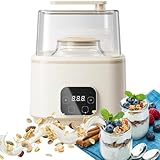 Máquina De Yogur, Máquina De Fermentación De Yogur Multifuncional para El Hogar, Pantalla Táctil Control De Temperatura Y Tiempo Constantes, Dos Recipientes De Vidrio De 1 L + 2 L, Puede Hacer Yogur