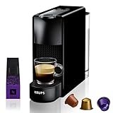 Krups Nespresso Essenza Mini XN1108 - Cafetera monodosis de cápsulas Nespresso, compacta, 2 programas de café,19 bares, apagado automático, color negra, incluye kit bienvenida