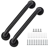 supregear Barra de Agarre para Baño, 2-Pack 40 cm Barra de Seguridad Antideslizante para Baño de Acero Inoxidable 201 en Acabado Negro Frotado con Aceite Pasamanos, Tornillo Oculto Montado Pared