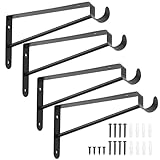 Soportes de Estante, Conjunto de 4, Duraderos Soportes para Barras y Estantes, Montaje en Pared, Ganchos de Ángulo, Soportes de Barra de Estante, Incluye Tornillos