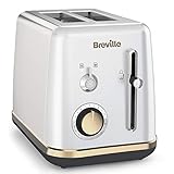 Breville VTT935X - Tostador de 2 rebanadas con bandeja para calentar bollería, colección Mostra, color plateado Moonshine Silver con detalles dorados