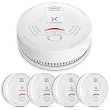 X-Sense Detector de Humo, Alarma de Incendio con Batería de 10 Años para el Hogar, Indicador LED y Botón de Silencio, Alarma de Humo con Batería, Conforma al Estándar EN 14604, SD11, 5 Piezas