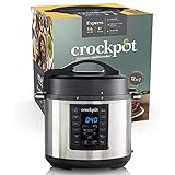 Crockpot Olla Multicooker Express | Para todo tipo de recetas: cocción lenta, cocción rápida a presión | Con varios ajustes, sellar/saltear, vapor y yogur | 5.6 litros | Acero inoxidable Negro