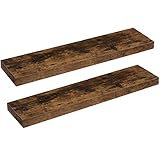 HOOBRO Estante Flotante, Juego de 2 Estantes de Pared, Repisa para Colgar con Soportes Invisibles de 80 cm, para Cuarto de Baño, Dormitorio, Aseo, Cocina, Oficina, Marrón Vintage EBF80BJP201