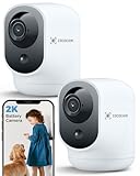 COCOCAM 2PCS 2K Camara Vigilancia WiFi Interior Sin Cable con Batería 5200mAh, 355°P 90°T, Inalámbrica para Bebés Mascotas Cuidado Ancianos, Reconocimiento AI, Detección Humana PIR