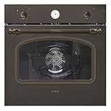 Candy Classic FCC604AV/E, Horno Multifunción, 65L, Ventilador de Enfriamiento, Convección + Ventilador, 8 Funciones, Reloj Analógico y Mandos Vintage, Puerta Doble Cristal, Cobre y Dorado
