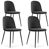 HOMN LIVING Set de 4 sillas Kana Negro, Patas metálicas y Asiento tapizado, 45 cm (Ancho) 51,5 cm (Profundo) 83 cm (Altura)