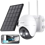 ieGeek 5MP Camara Vigilancia WiFi Exterior, PTZ 360° Cámara Vigilancia Solar, Detección Humana PIR, Visión Nocturna en Color, Audio Bidireccional, Alarma Sirena/Alexa/SD/Cloud/IP65