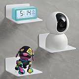 AYESY Estantes de Pared, 3 Piezas Acrílico Blanco Estanteria Pared Sin Agujeros, 10 cm Estantes Flotantes Autoadhesivo para habitación de los niños, Baldas Pared para Baño Cocina Oficina en Casa