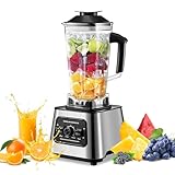 Batidora de Vaso de 6000W, 2 en 1Profesional Licuadora de 2L, Licuadoras Para Zumos y Batidos con 9 Velocidades, Cuchillas 4 Filos de acero inoxidable Blender,Función de Limpieza Automática