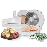 Cortafiambres Eléctrico Blanco – Rebanadora de Cocina Ligera y Duradera con Cuchilla Afilada para Fiambres, Embutidos, Frutas y Verduras – Diseño Elegante y Fácil de Limpiar