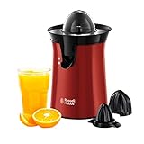 Russell Hobbs Exprimidor Eléctrico Colours Plus - Exprimidor de Naranjas y Zumos, 2 Conos Intercambiables, Función de Cambio de la Dirección, Boquilla Antigoteo, Acero Inoxidable, Rojo - 26010-56