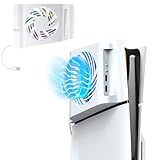 Ventilador para PS5 Slim, PS5 Slim Ventilador de Refrigeración con Detección Automática de Temperatura/luz LED/3 Niveles de Refrigeración/USB 2.0 2 puertos, Refrigeracion para PS5 Slim Digital & Disc