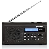 Roadstar TRA-300D+BK Radio Portátil Digital Dab/Dab+/FM, Funciona a Red/Pilas, Toma de Auriculares, Transistor Pequeño y Ligero, Altavoz 8W, Alarma Dual, Temporizador para Apagado, Negro