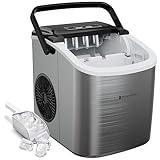 KitchenBrothers maquina de Hielo - Ice Maker - Maquina de Hacer Hielo - Máquina para Hacer Cubitos de Hielo con Pala para Hielo - 9 Cubitos de Hielo en 8 Min. - Portátil con Asa - 1,2L