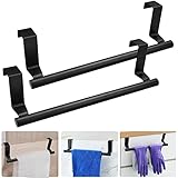 ThatsRad 2 PZS Toallero para Puerta de Baño 23 cm Toallero Colgante para Puerta Sin Taladro Toallero de Puertas para Cocina Colgador Toallas para Baño, Armario de Puerta Acero Inoxidable (Negro)