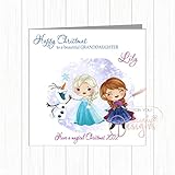 Tarjeta de Navidad de Elsa congelada personalizada para niñas, hija, nieta, sobrina, ahijada