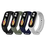 Msksjer 4 Piezas Correas Compatible con Correa Xiaomi Mi Band 4/Mi Band 3 Mujer y Hombre, Pulseras Deportivas de Silicona Blanda para Mi Band, Negro/Gris/Azul Marino/Verde Marino